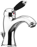 SAPHO KIRKÉ BLACK pedestal basin mixer with spout, black lever, chrome KI02NC - Tap