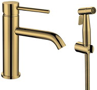 SAPHO RHAPSODY pedestal basin mixer with bidet shower, gold matt 1209-09GB - Tap