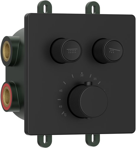 SAPHO SMART SELECT concealed thermostatic shower mixer, box, 2 outlets, black matt RP042B - Tap - Main image