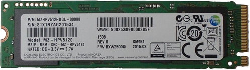 Samsung SM951 NVMe 512 gigabájt Fő fotó Samsung SM951 NVMe 512 gigabájt - SSD meghajtó - Fő fotó