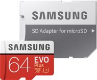Samsung MicroSDXC 64 GB EVO Plus UHS-I U3 + SD adapter - Memóriakártya
