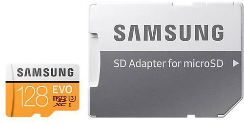 Samsung MicroSDXC 128GB Class 10 EVO UHS-I + SD Adapter Main image Samsung MicroSDXC 128GB Class 10 EVO UHS-I + SD Adapter - Memory Card - Main image