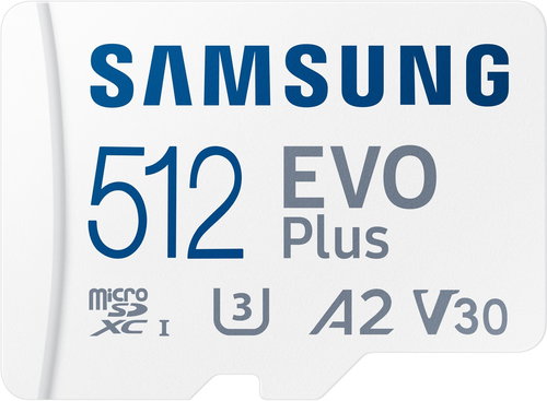 Samsung MicroSDXC 512GB EVO Plus + SD Adaptor Main image Samsung MicroSDXC 512GB EVO Plus + SD Adaptor - Memory Card - Main image