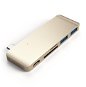Satechi Aluminium Type-C Passthrough USB Hub (3x USB 3.0, MicroSD) - Gold - Port-Replikator