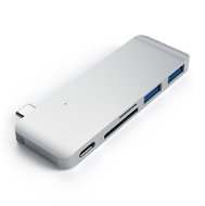 Satechi Aluminium Type-C Passthrough USB Hub (3× USB 3.0, MicroSD) – Silver - Replikátor portov