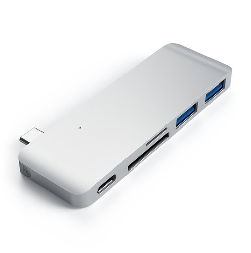 Satechi Aluminium Type-C Passthrough USB Hub (3x USB 3.0, MicroSD) - ezüst - Dokkoló állomás - Fő fotó