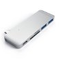 Satechi Aluminium Type-C Passthrough USB Hub (3x USB 3.0,MicroSD) - Silver - Port-Replikator