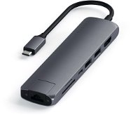 Satechi Aluminium Type-C Slim Multiport (1× HDMI 4K, 2× USB-A, 1× SD, 1× Ethernet) – Space Grey - Replikátor portov