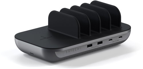Satechi Dock 5 Multi device charging station (2xUSB-C PD 20 W, 2x USB-A 12W, Wireless) - Space Grey - Töltő adapter - Fő fotó