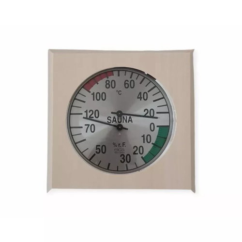 ELIGA Sauna thermometer with hygrometer, metal and wood, 17 cm - Sauna Thermometer - Main image