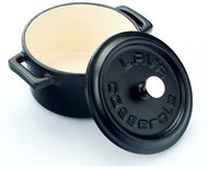 LAVA METAL Cast Iron Mini Pot Round 10cm - Black/White - Pot