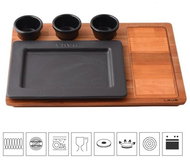 LAVA METAL Cast Iron Serving Plate 25x18cm with Wooden Base - Plate