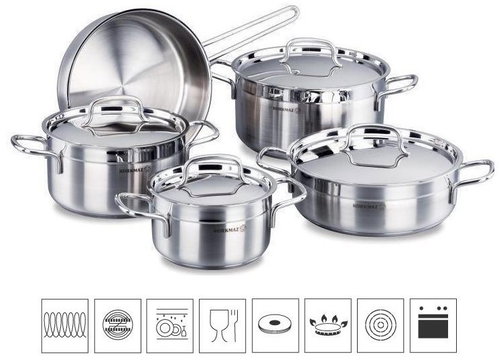 Korkmaz Alfa - Set of Stainless-steel Pots - Kitchenware Set - Main image