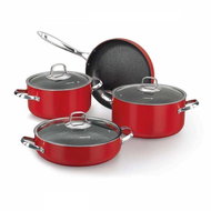 Korkmaz Zeta- Set of Red Granite Pots - Kitchenware Set