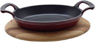 LAVA METAL Cast Iron Pan 19x14cm with Wooden Base - Red - Pan