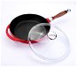 LAVA METAL Cast Iron Pan with Wooden Handle and Glass Lid 24cm - Red - Pan