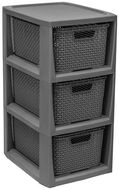 Úložný box Branq Komoda Rattan - 3 košíky antracit - Úložný box