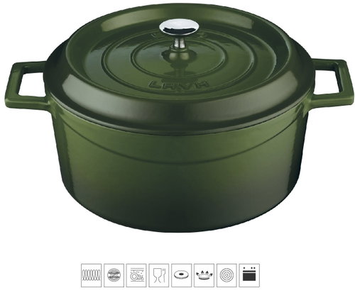LAVA METAL Cast Iron Round Pot 24cm - Green - Pot - Main image