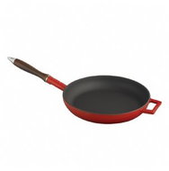 LAVA METAL Cast Iron Grill Pan with Wooden Handle 28cm - Red - Pan