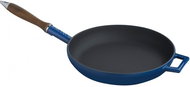 LAVA METAL Cast Iron Pan with Wooden Handle 28cm - Blue - Pan