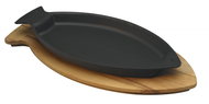 LAVA METAL Cast Iron Pan “Fish“ 15x24cm with Wooden Base - Pan