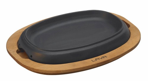 LAVA METAL Cast Iron Plate 12x19cm with Wooden Base - Plate - Main image