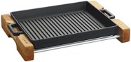 LAVA METAL Cast-Iron Grill Plate 26x32cm with Wooden Base - Grill Griddle