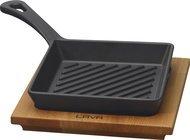 LAVA METAL Cast Iron Grill Pan 16x16cm with Wooden Base - Pan