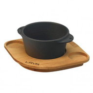 LAVA METAL Cast Iron Bowl for Souffles 8cm with Wooden Base - Small Bowl