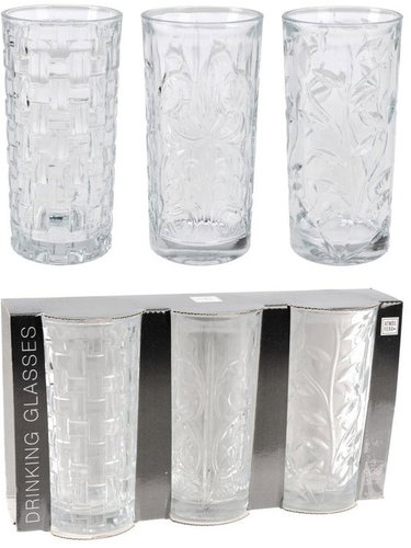 KOOPMAN Set of Atmosfera Patterned Glasses 380ml 3pcs - Glass - Main image