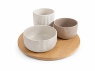 KOOPMAN Servírovací misky s bambusovým táckem, sada 4 ks - Bowl Set