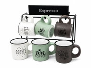 KOOPMAN Coffee hrnky se stojánkem, 6 × 110 ml - Mug