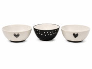 KOOPMAN Porcelánové misky s motivem srdce, sada 3 ks - Bowl Set
