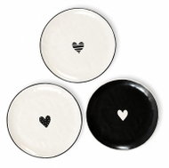 KOOPMAN Porcelánové talíře s motivem srdce, sada 3 ks - Set of Plates