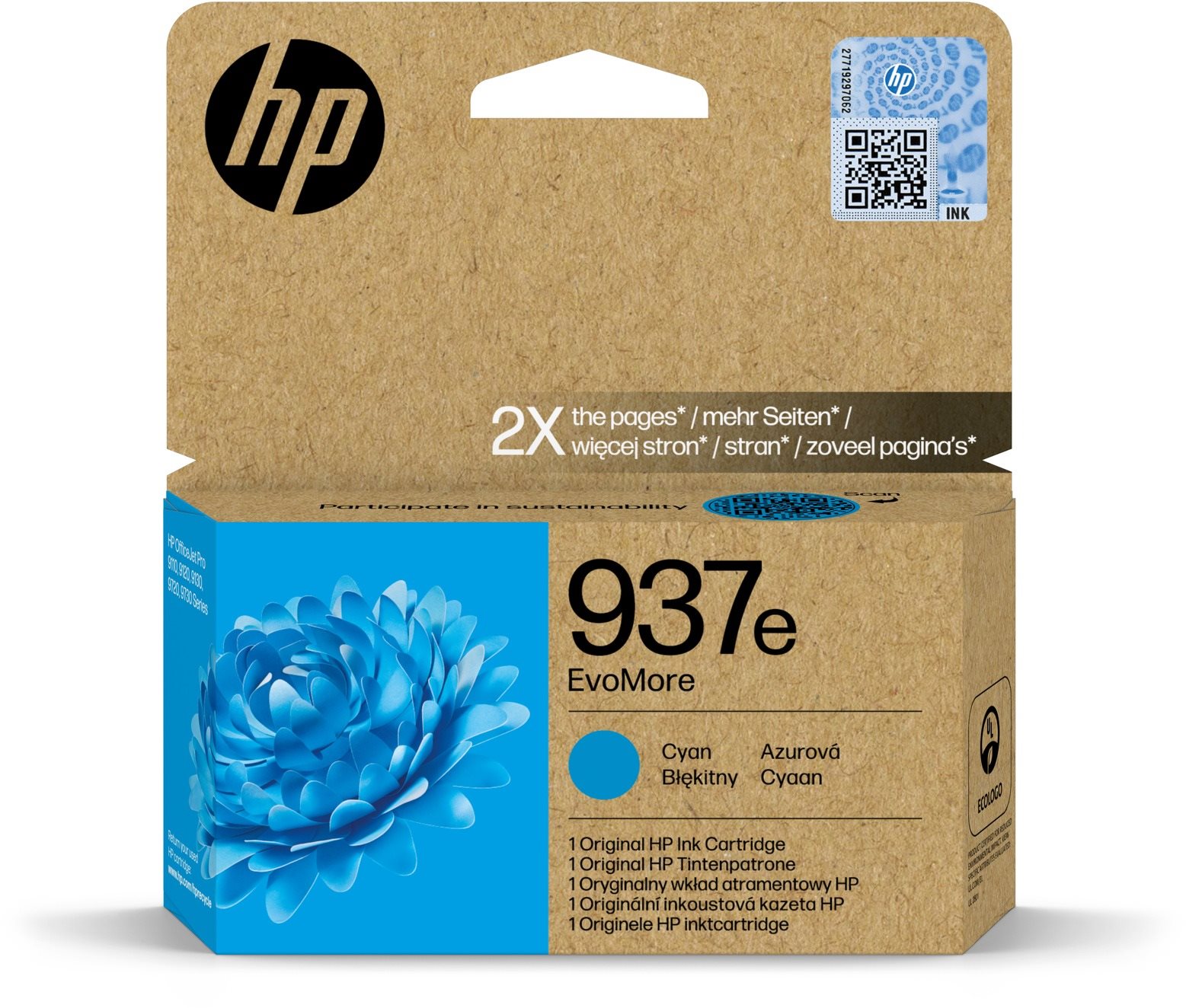 HP 4S6W6NE 937 XL EvoMore - azúrkék