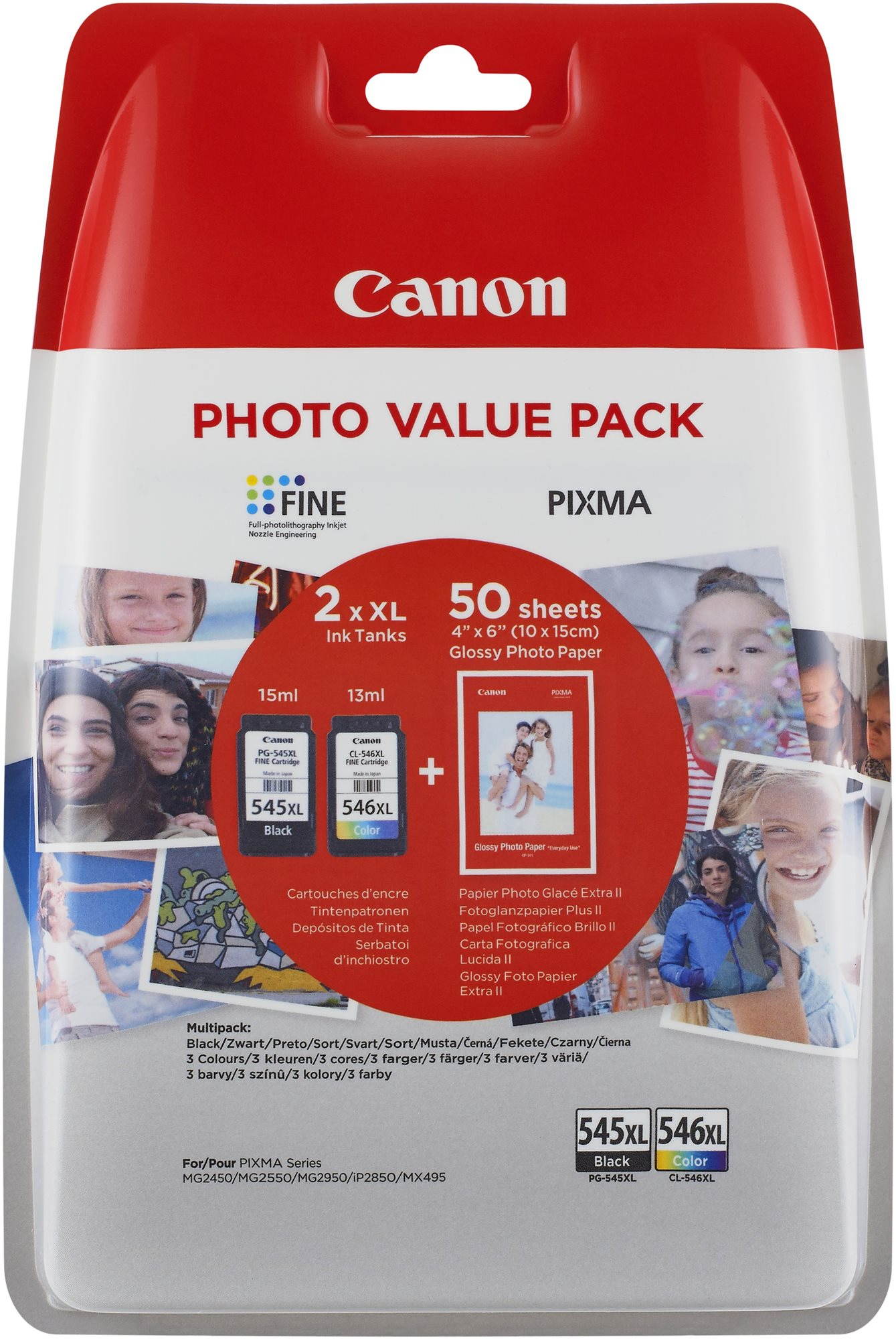 Canon PG-545XL + CL-546XL + fotópapír GP-501 Multipack