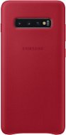 Samsung Galaxy S10+ piros bőr tok - Telefon tok