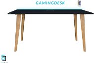 SYBERDESK 132 × 65 cm, Solid Oak Wooden Legs, LED, čierny – 2. časť - Herný stôl