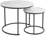 SCENA LIVING Sada 2 ks kulaté, černá a mramorový dekor - Coffee Table