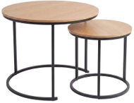 SCENA LIVING Sada 2 ks kulaté, černá a světlý dřevěný dekor - Coffee Table