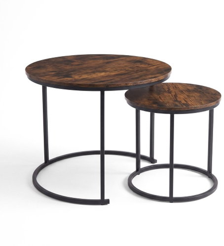SCENA LIVING Sada 2 ks kulaté, černá a tmavý dřevěný dekor - Coffee Table - Main image