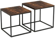 SCENA LIVING Sada 2 ks čtvercové, černá a tmavý dřevěný dekor - Coffee Table