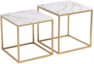 SCENA LIVING Sada 2 ks čtvercové, zlatá a mramorový dekor - Coffee Table