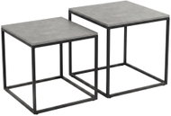 SCENA LIVING Sada 2 ks čtvercové, černá a betonový dekor - Coffee Table