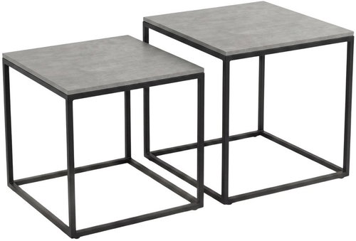 SCENA LIVING set of 2 square, black and concrete effect - Coffee Table - Main image