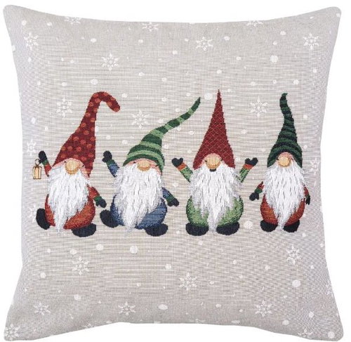 SCANquilt MOTIV four elves grey and grey 45 × 45 cm - Pillowcase - Main image