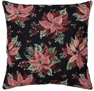 SCANquilt MOTIV poinsettias black red 45 × 45 cm - Pillowcase