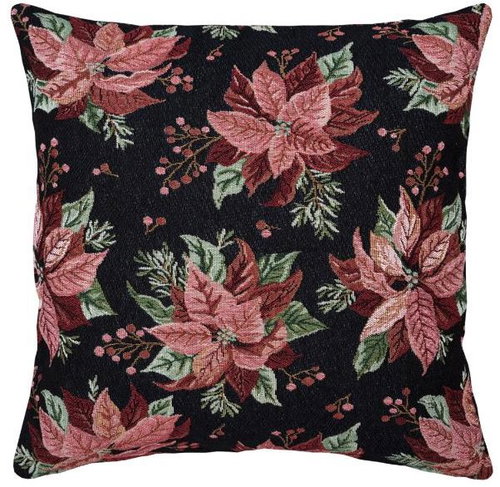 SCANquilt dekorační povlak na polštář MOTIV vánoční hvězdy černočervený 45 × 45 cm - Povlak na polštář - Hlavní obrázek