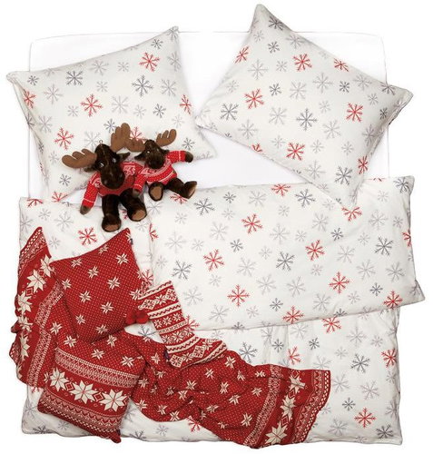 SCANquilt bed linen KLASIK flakes, cream-red 140 × 200/70 × 90 cm - Bed Linen - Main image