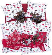 SCANquilt bed linen KLASIK reindeer, white-red-grey 140 × 200/70 × 90 cm - Bed Linen